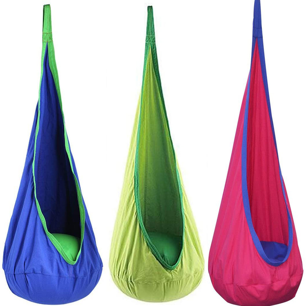 Outdoor Furniture Kids - เก้าอี้แขวนสำหรับเด็กแบบพกพาเตียงแกว่งผ้าร่มชูชีพเตียงในร่มโมเดลลานบ้านพร้อมเบาะเป่าลมเก้าอี้แขวน