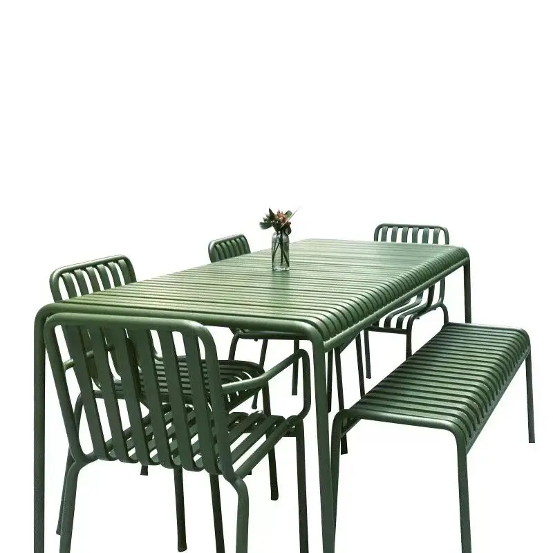Outdoor Furniture Green - โต๊ะและเก้าอี้เหล็กดัดสไตล์โมเดิร์นเรียบง่ายสำหรับระเบียงกลางแจ้ง เฟอร์นิเจอร์กลางแจ้งสำหรับลานบ้าน คาเฟ่