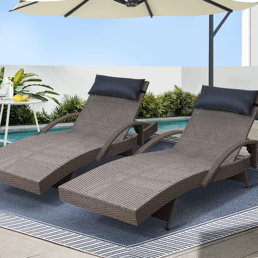 Rattan Lounge Set - เก้าอี้พักผ่อนปรับเอนได้ 4 ระดับ พร้อมเบาะหนานุ่ม วัสดุหวาย PE