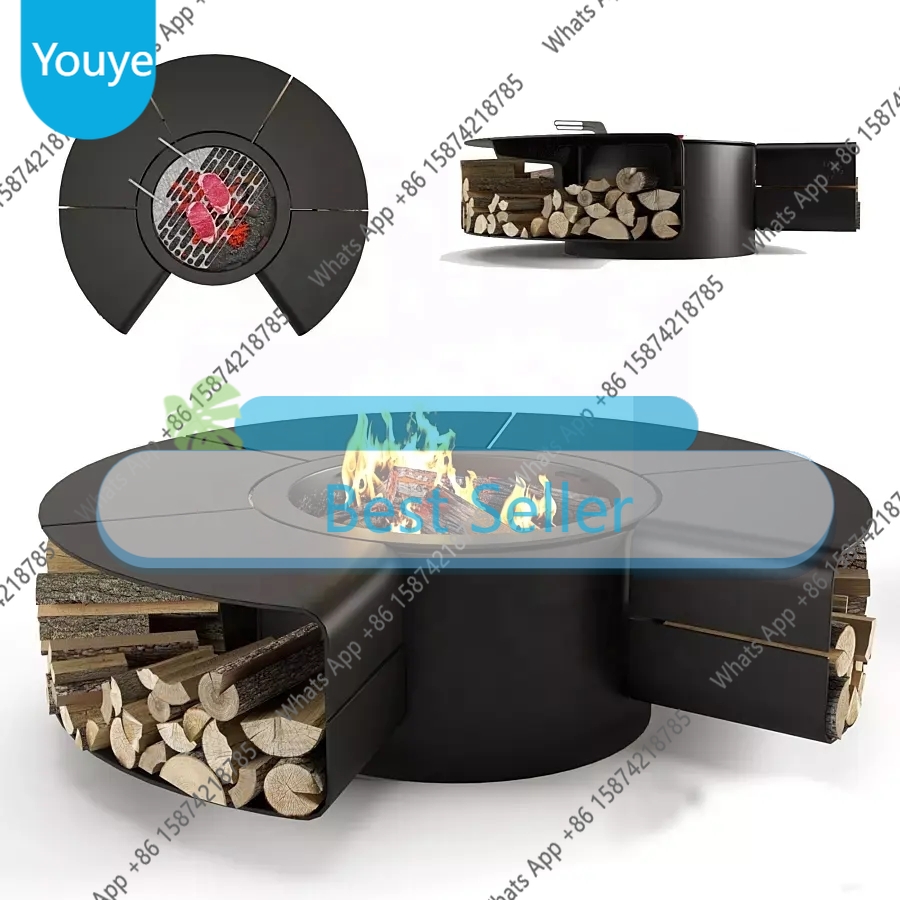 Outdoor Furniture Fire Table - โต๊ะเตาไฟกลางแจ้งแบบไร้ควัน I C พร้อมชุดเฟอร์นิเจอร์สวน ทำจากเหล็กที่ได้รับสิทธิบัตร