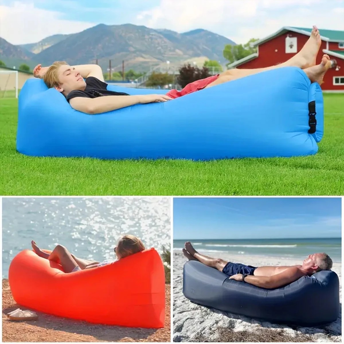 Outdoor Daybed Sofa - 1 ชิ้น เก้าอี้โซฟาเป่าลมแบบพกพา - กันน้ำและป้องกันการรั่วซึม เหมาะสำหรับการผจญภัยกลางแจ้งและการพักผ่อน!