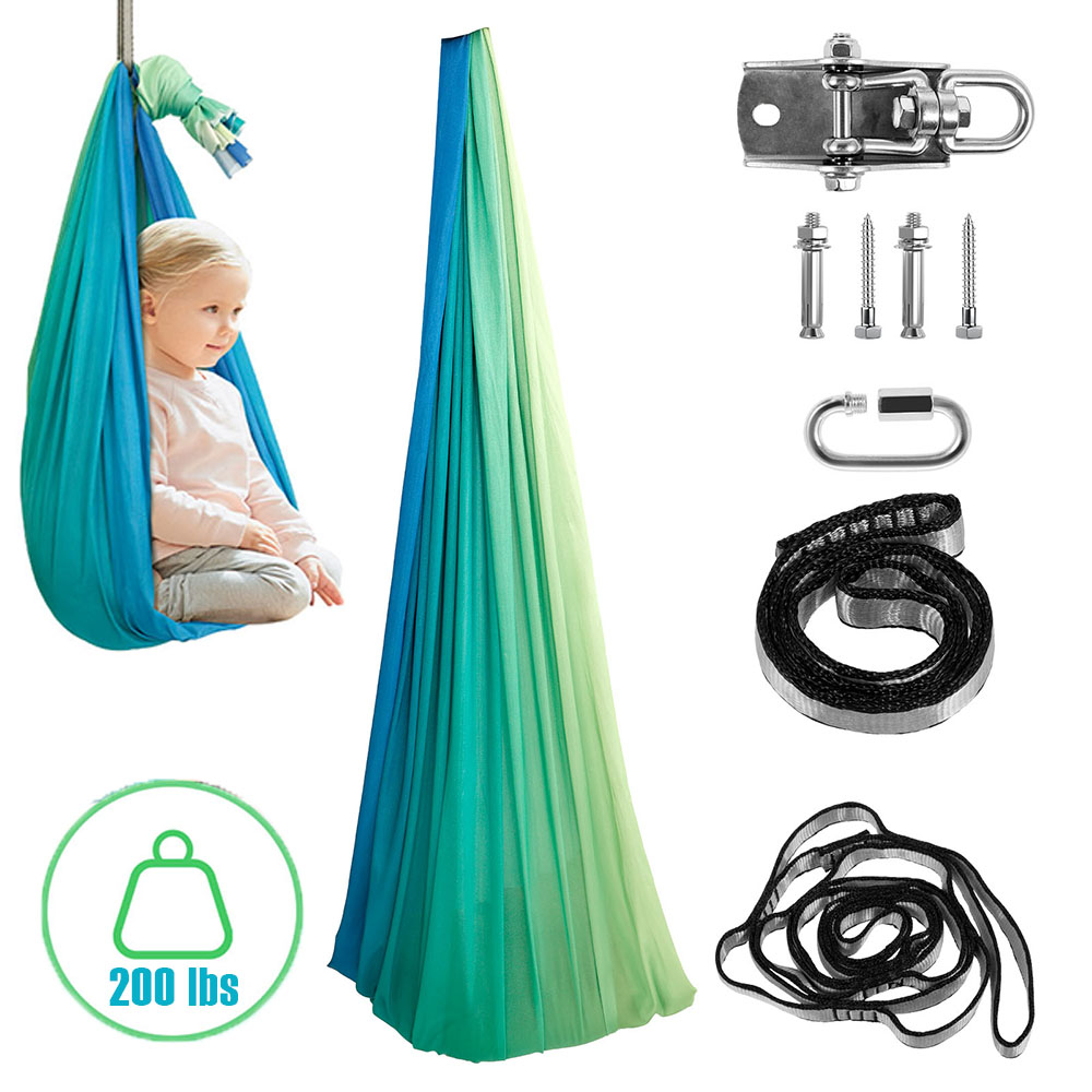 Outdoor Furniture Kids - ชิงช้าประสาทสัมผัสสําหรับเด็ก ชิงช้ากอดที่สะดวกสบายสองชั้นพร้อม 360 ° ไม้แขวนเสื้อแบบหมุนได้ถึง 200