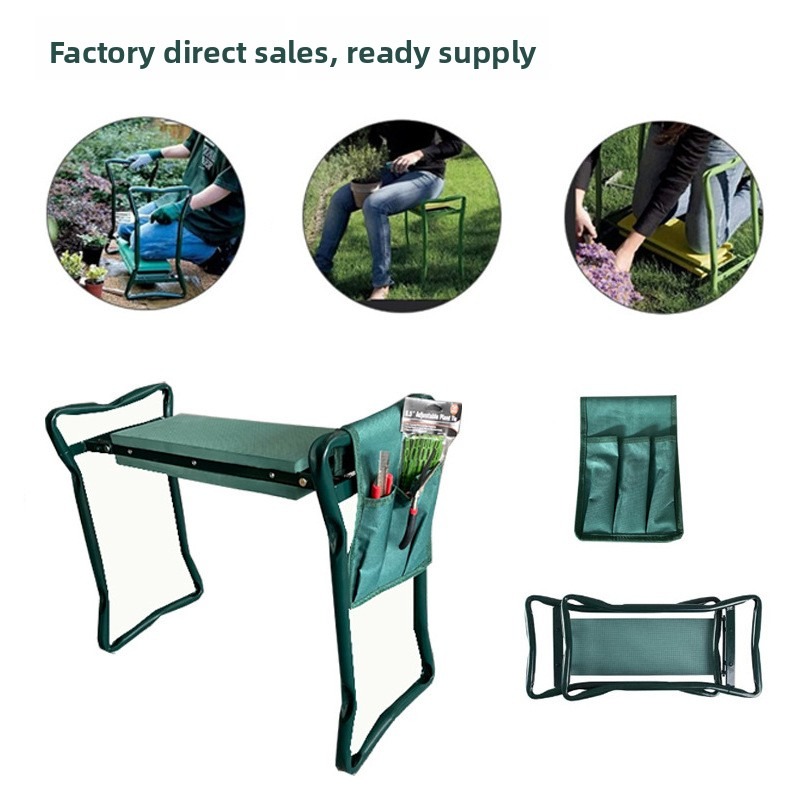 Outdoor Furniture Plus - เก้าอี้นั่งทำสวนแบบพับได้ขายดี พร้อมชุดเครื่องมือ; เก้าอี้โฟมกันลื่นอเนกประสงค์สำหรับใช้งานกลางแจ้ง; อุปกรณ์ทำสวน