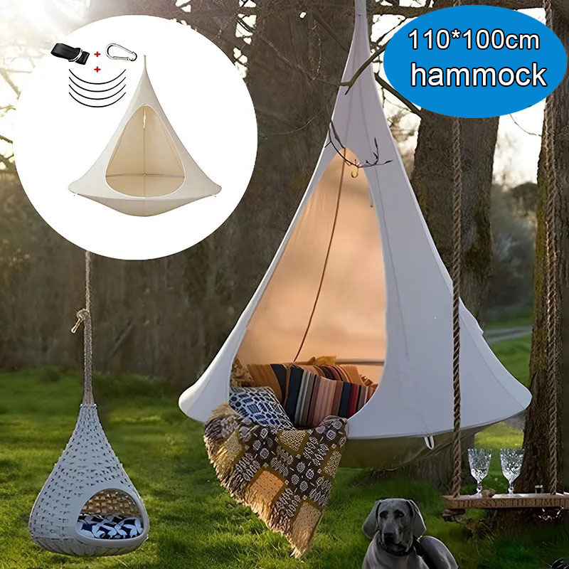Outdoor Furniture Kids - เปลญวนกันน้ำสำหรับใช้งานกลางแจ้ง เก้าอี้แขวนคู่แบบ Cacoon รับน้ำหนักได้ 80 กก.