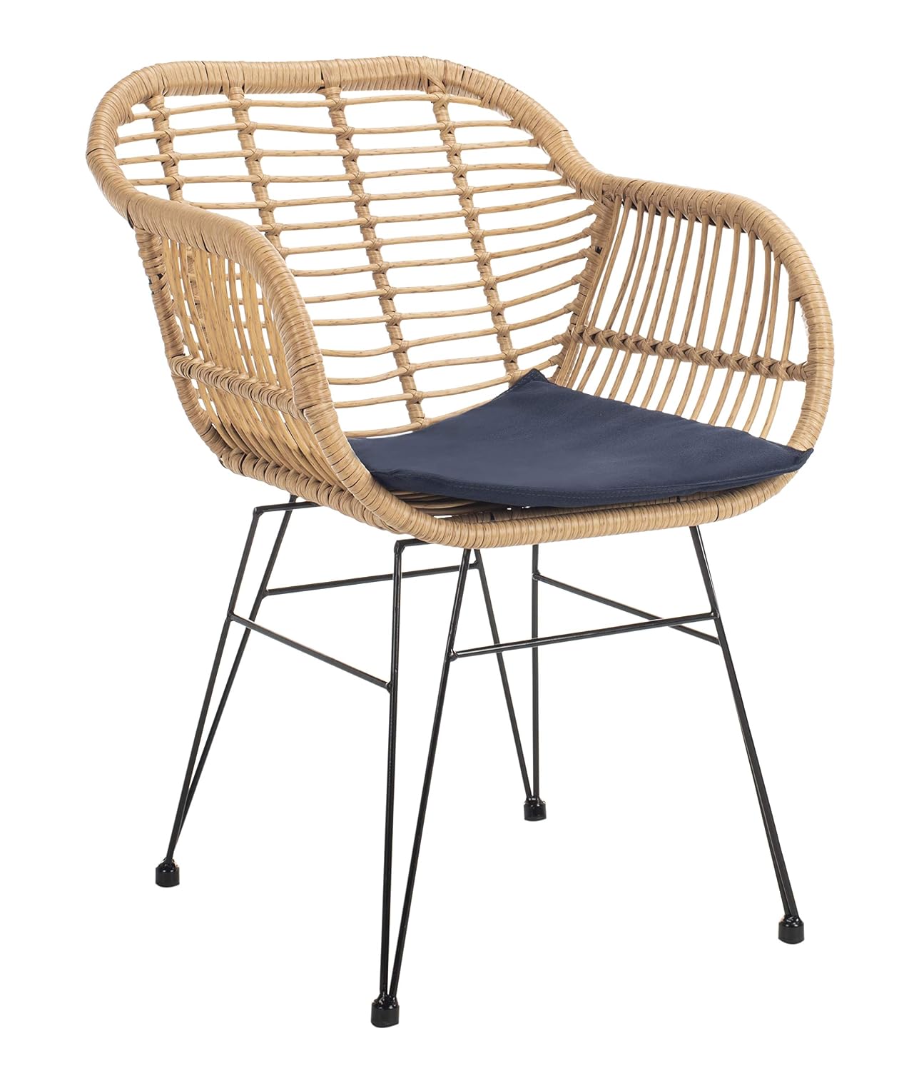 Rattan Lounge Set - ชุดโต๊ะเก้าอี้หวายสำหรับกลางแจ้ง 3 ชิ้น พร้อมโต๊ะเบาะสีกรมท่า ปรับแต่งได้