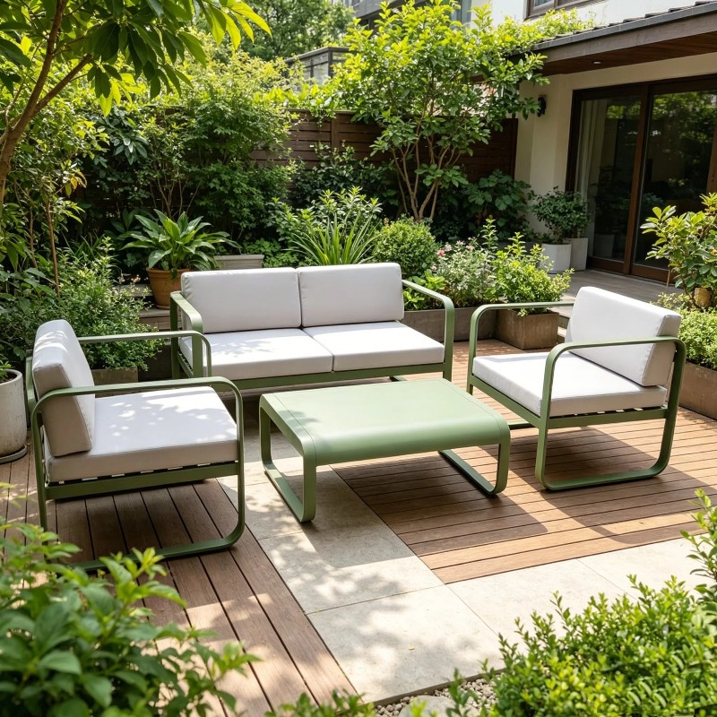Outdoor Furniture Sofa - ชุดโซฟากลางแจ้งอลูมิเนียมอัลลอยด์กันแดดกันน้ำสีมาการอง เฟอร์นิเจอร์พักผ่อนสำหรับระเบียงสวนเปิด วิลล่า ลานบ้าน