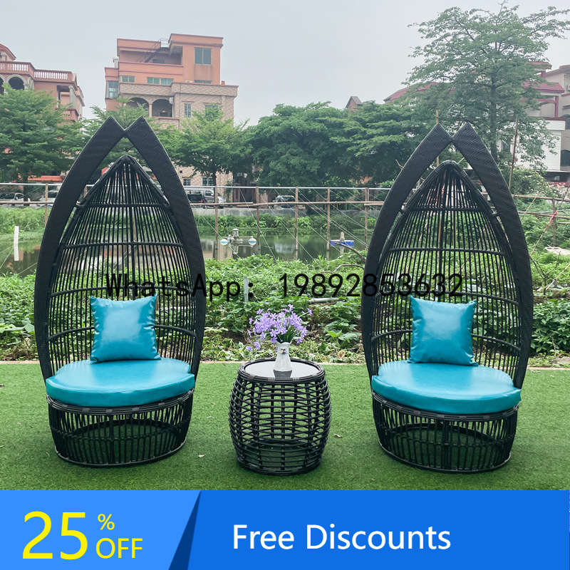 Rattan Lounge Set - ชุดเฟอร์นิเจอร์หวายสานสำหรับนั่งเล่นกลางแจ้ง เก้าอี้พักผ่อนหวายสำหรับสวน ลานบ้าน ระเบียง พร้อมโต๊ะน้ำชาหวาย