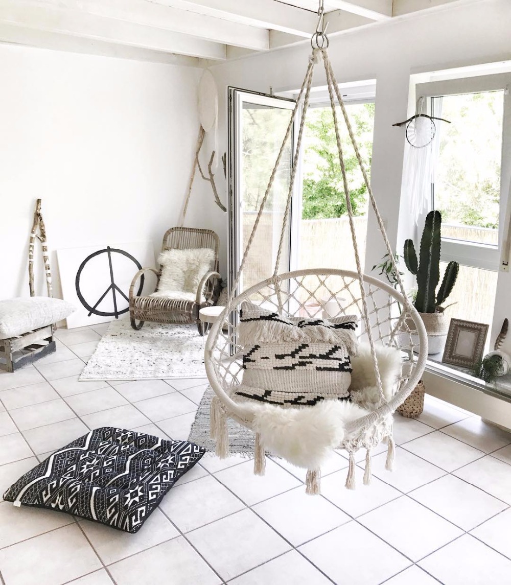 Outdoor Furniture Kids - 2025 Nordic Garden Handmade ถักรอบแขวนเปลญวนกลางแจ้งในร่มห้องนอนเด็กทารกแขวนเก้าอี้เด็ก Swing
