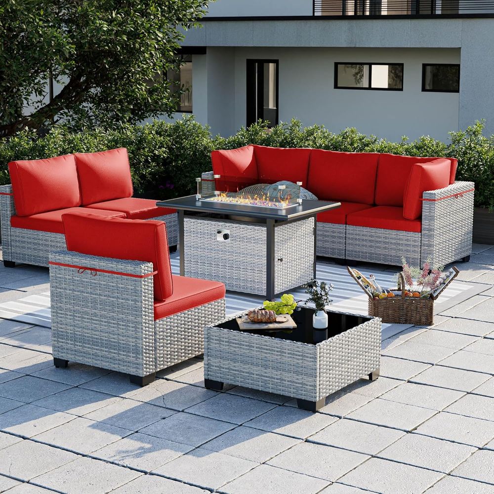 ชุดเฟอร์นิเจอร์ลานกลางแจ้ง 8 ช - Outdoor Furniture Fire Table บทวิจารณ์และราคา