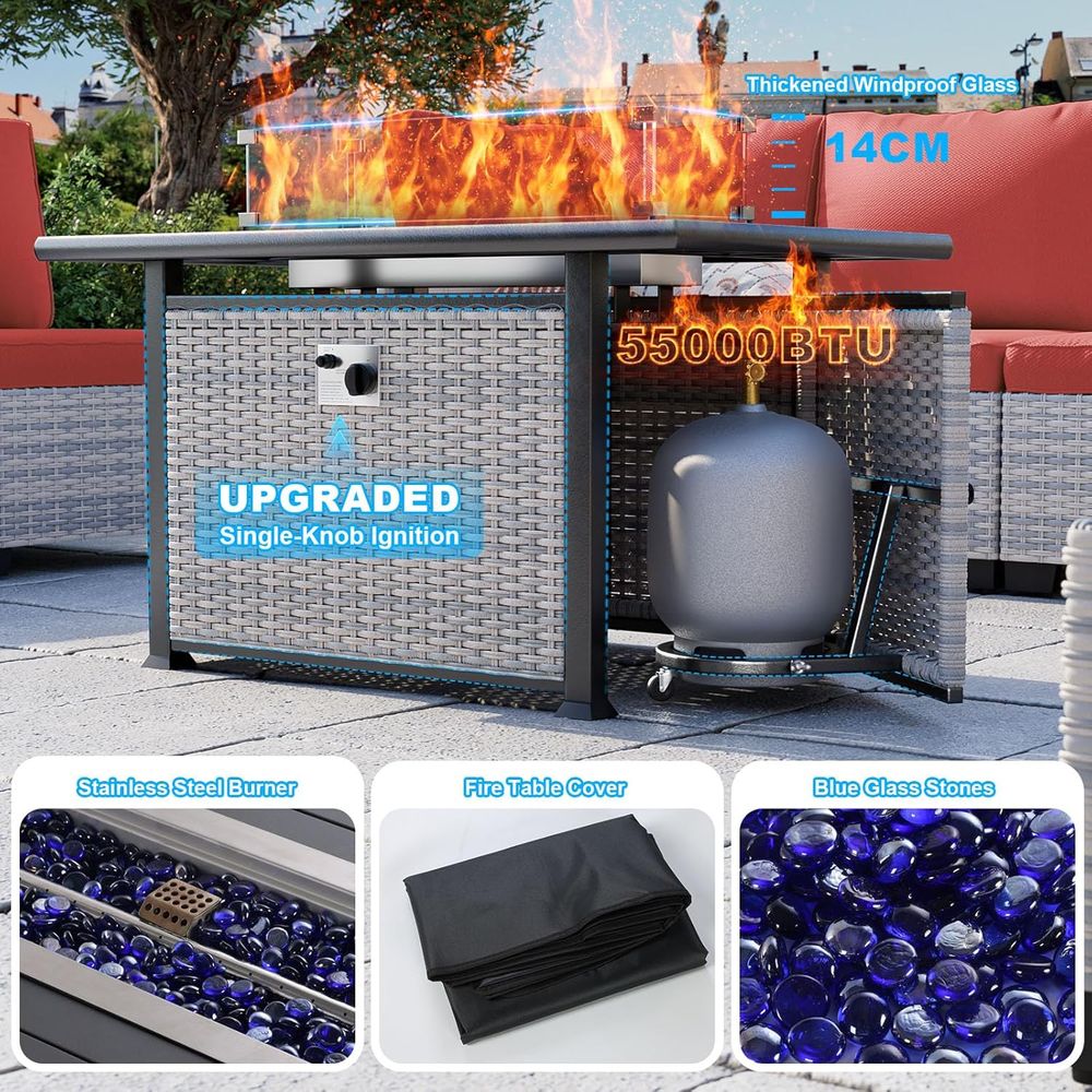 ชุดเฟอร์นิเจอร์ลานกลางแจ้ง 8 ช - Outdoor Furniture Fire Table บทวิจารณ์และราคา