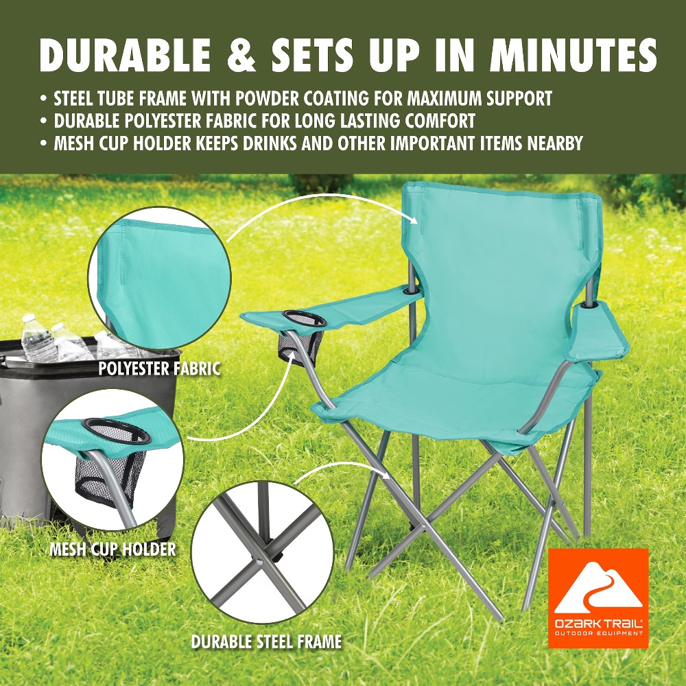 เก้าอี้แคมป์ปิ้งแบบพับได้พร้อม - Outdoor Furniture Green บทวิจารณ์และราคา