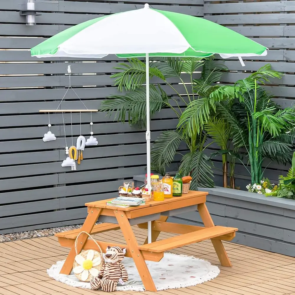 โต๊ะปิกนิกไม้ 4-in-1 สำหรับเล่ - Outdoor Furniture Kids บทวิจารณ์และราคา