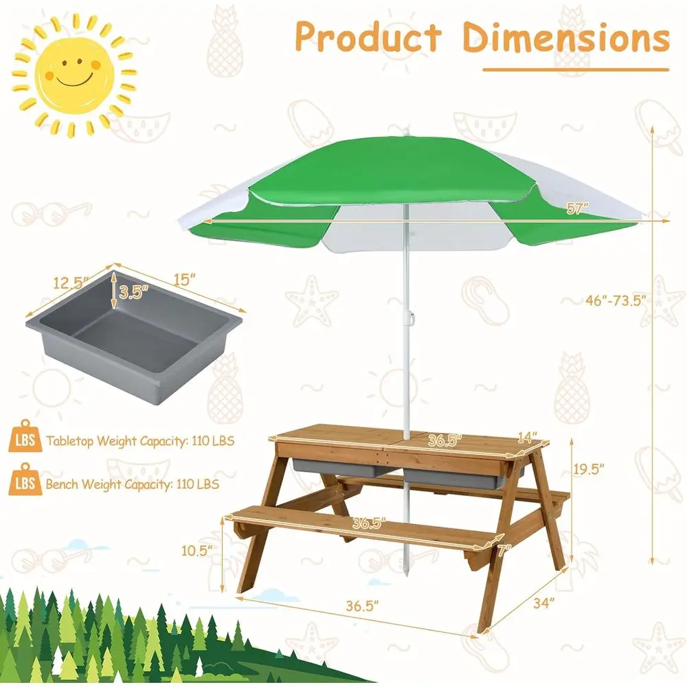 โต๊ะปิกนิกไม้ 4-in-1 สำหรับเล่ - Outdoor Furniture Kids บทวิจารณ์และราคา