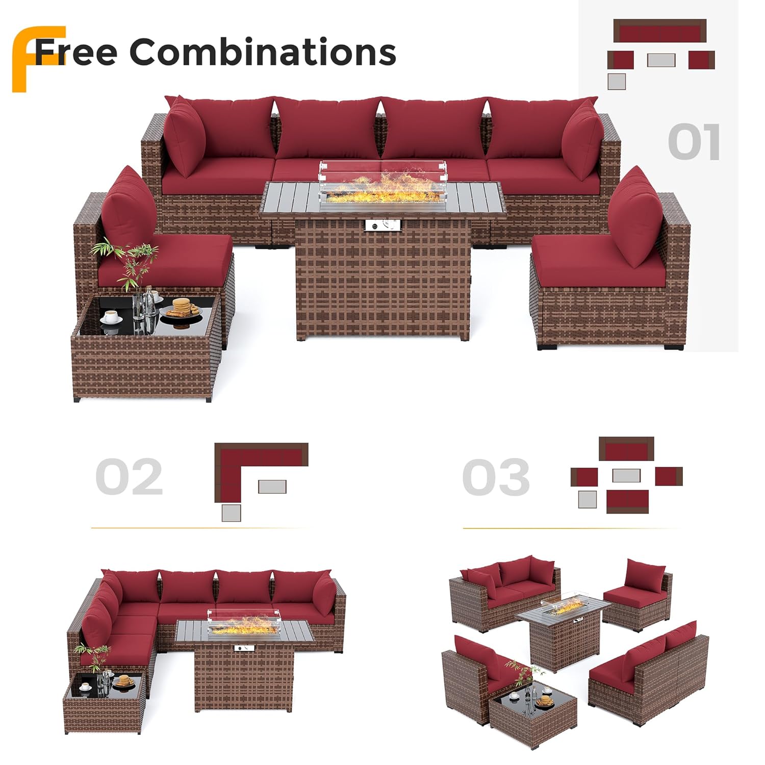 ชุดโซฟาหวาย 8 ชิ้น สำหรับทุกสภ - Outdoor Furniture Fire Table บทวิจารณ์และราคา