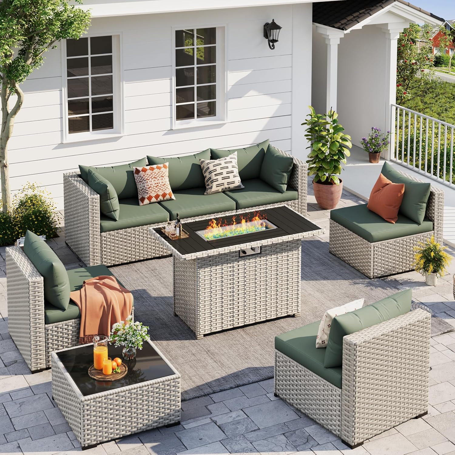 ชุดโซฟาแบบแยกส่วนสำหรับกลางแจ้ - Outdoor Furniture Fire Table บทวิจารณ์และราคา