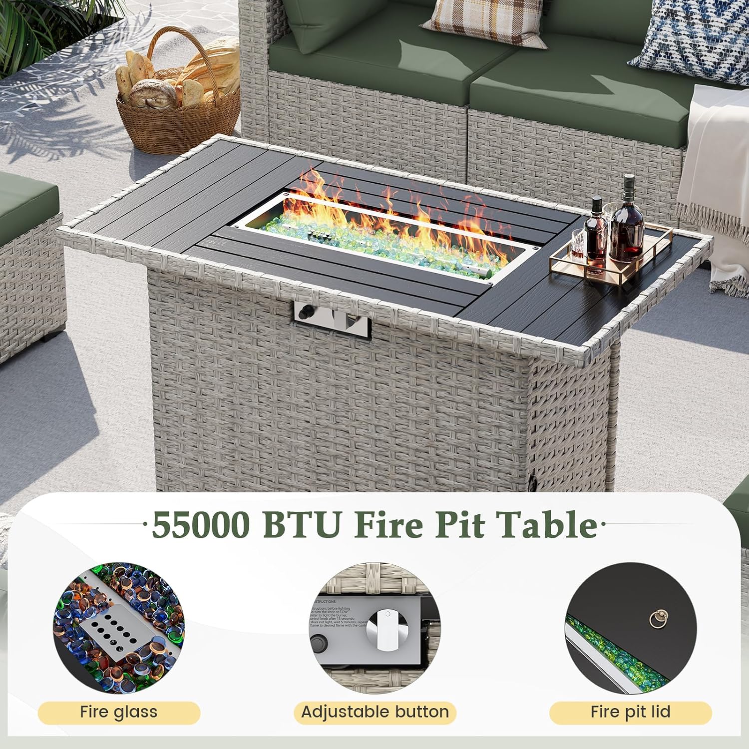 ชุดโซฟาแบบแยกส่วนสำหรับกลางแจ้ - Outdoor Furniture Fire Table บทวิจารณ์และราคา