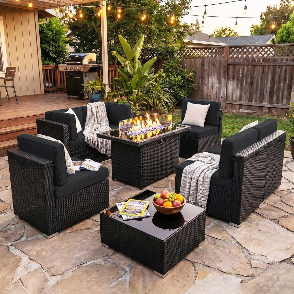 ชุดเฟอร์นิเจอร์ลานบ้าน 8 ชิ้น  - Outdoor Furniture Fire Table บทวิจารณ์และราคา