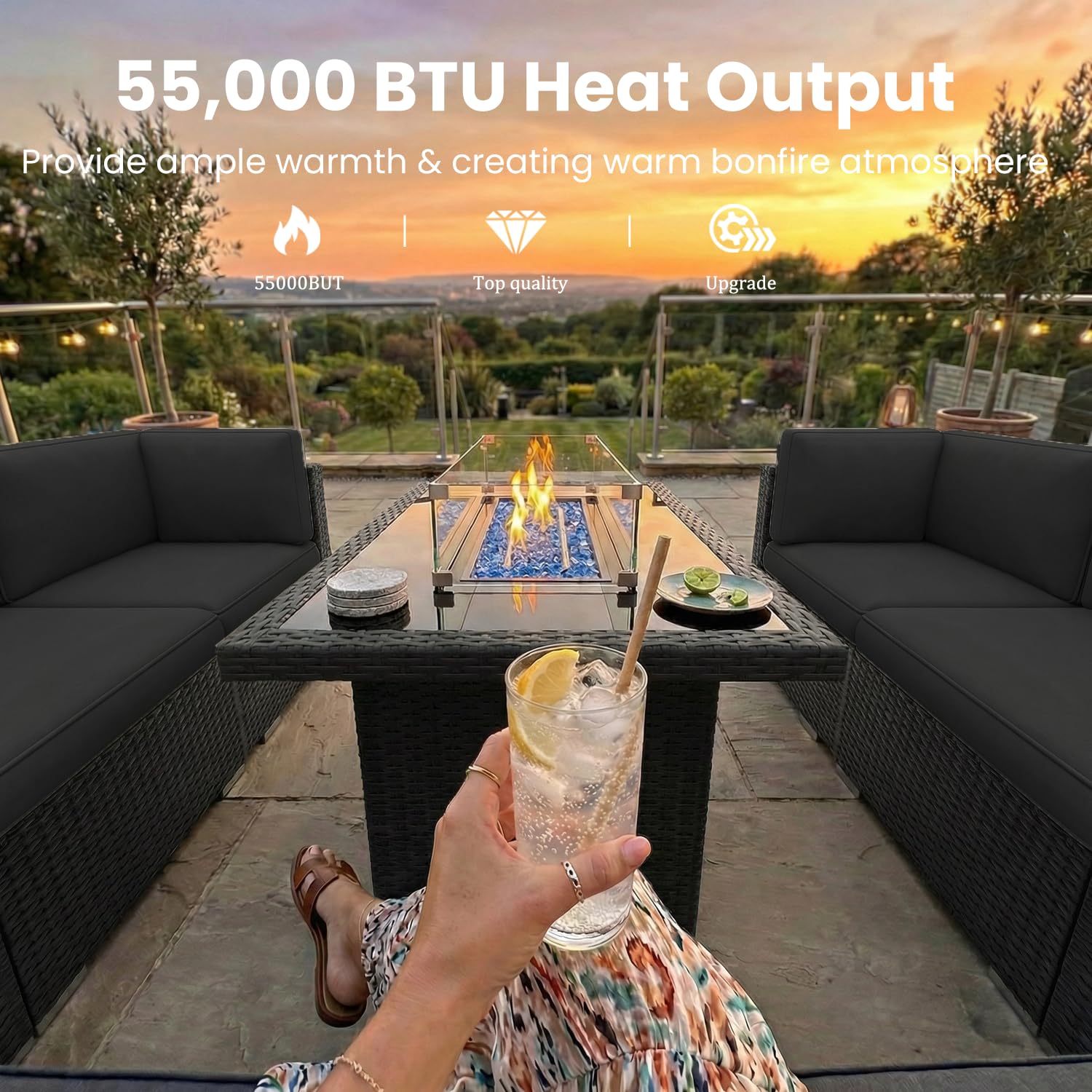 ชุดเฟอร์นิเจอร์ลานบ้าน 8 ชิ้น  - Outdoor Furniture Fire Table บทวิจารณ์และราคา