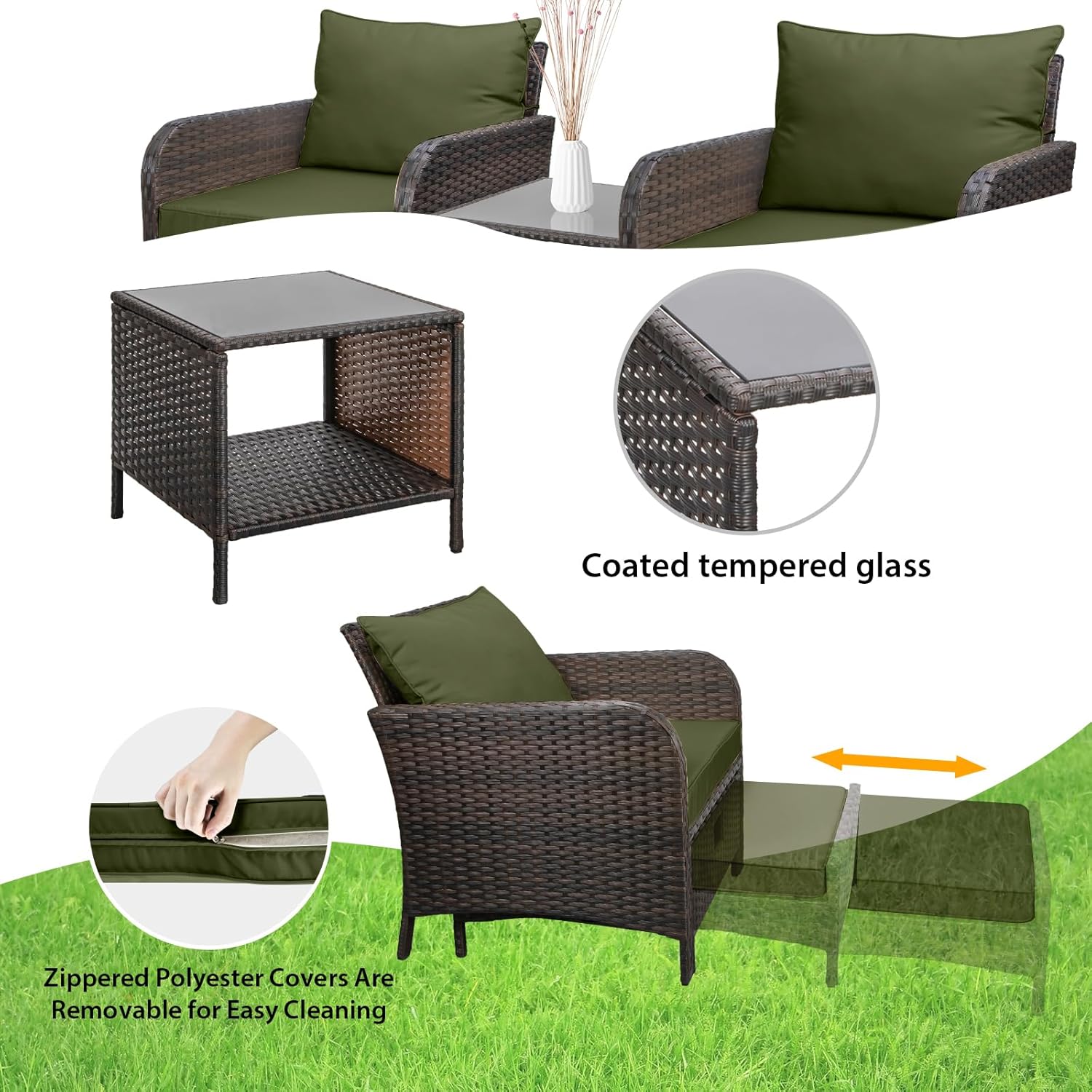 ชุดเฟอร์นิเจอร์หวาย PE 5 ชิ้น  - Rattan Lounge Set บทวิจารณ์และราคา