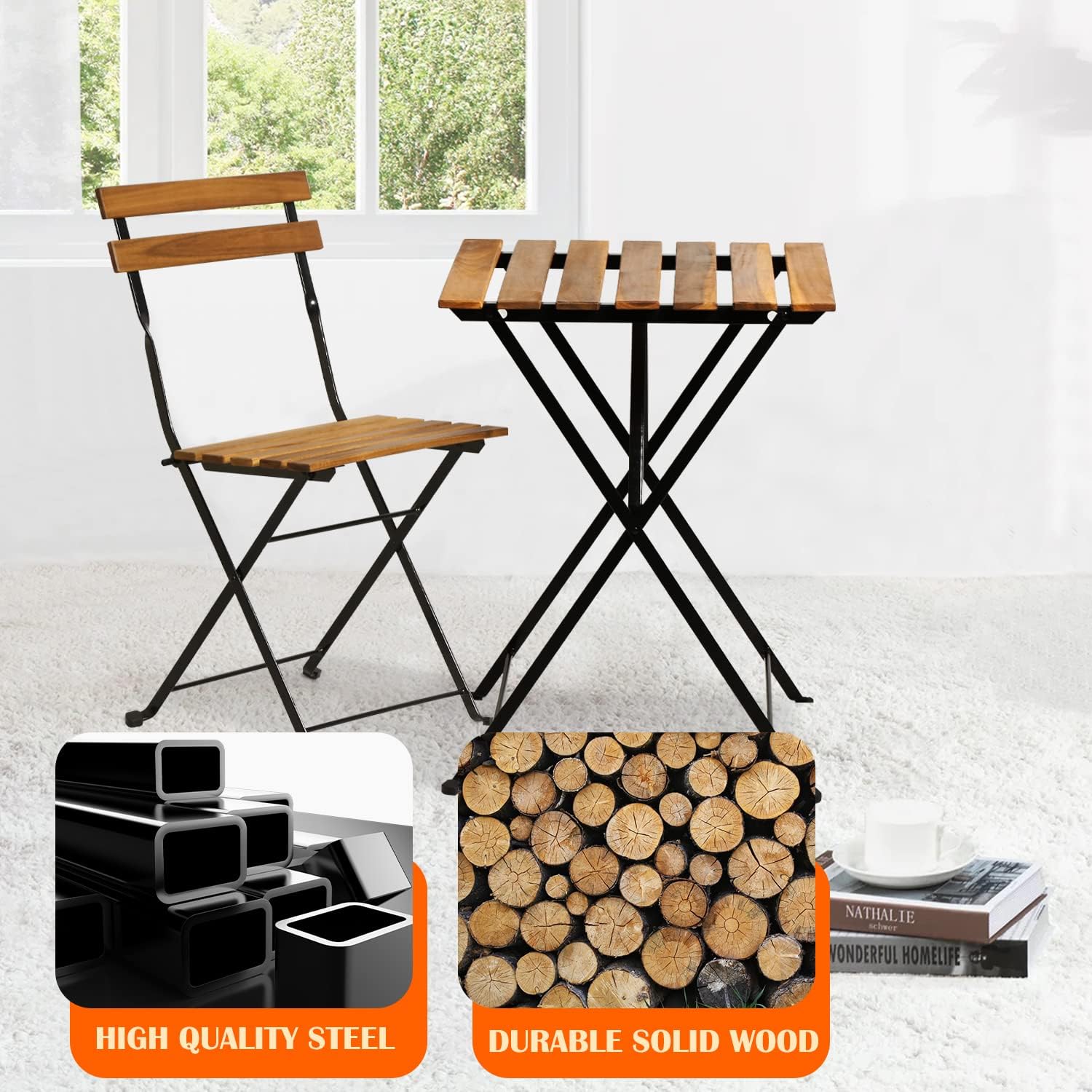 ชุดโต๊ะบิสโทรพับได้ 3 ชิ้น ทำจ - Outdoor Furniture Sofa บทวิจารณ์และราคา