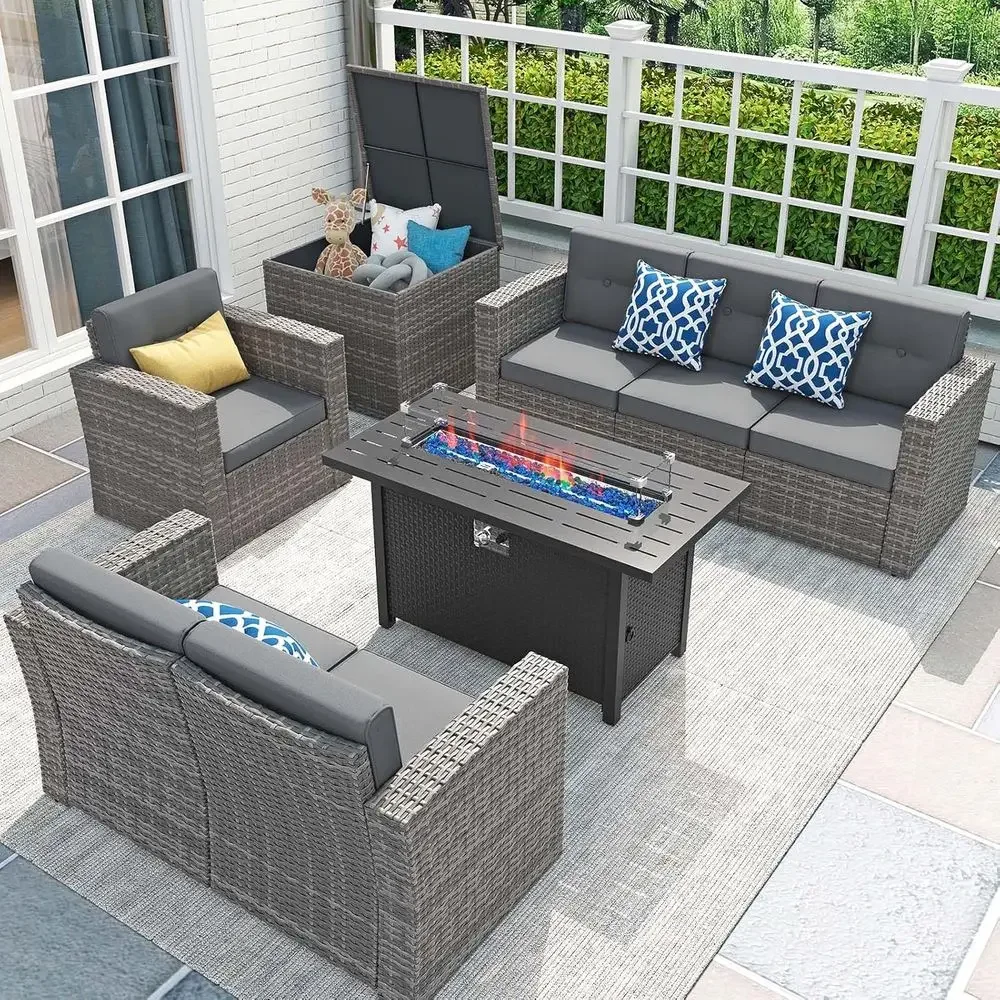 ชุดเฟอร์นิเจอร์ลานบ้าน 8 ชิ้น  - Outdoor Furniture Fire Table บทวิจารณ์และราคา