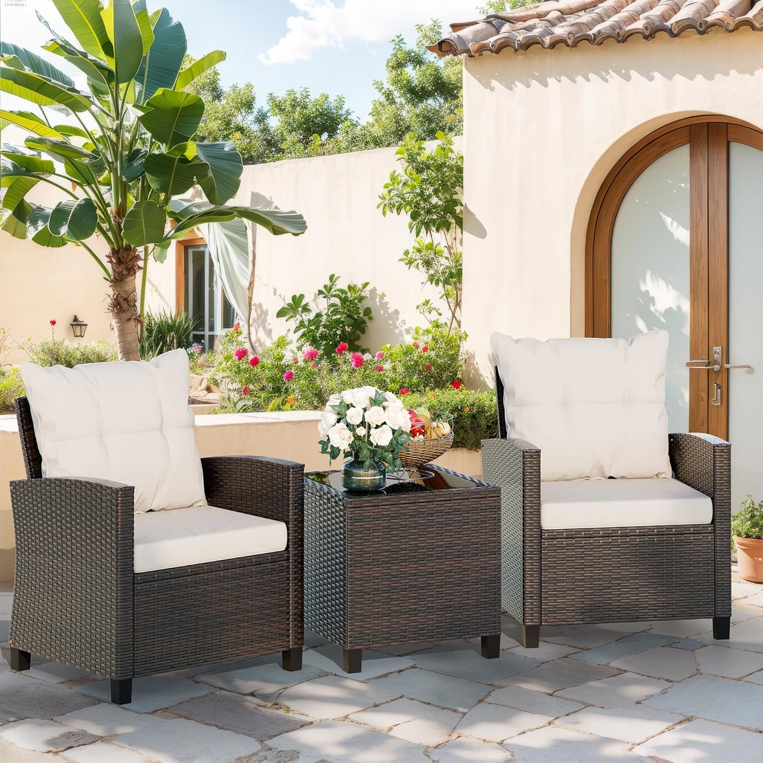 ชุดบิสโทรหวายสังเคราะห์ 3 ชิ้น - Outdoor Furniture Sofa บทวิจารณ์และราคา