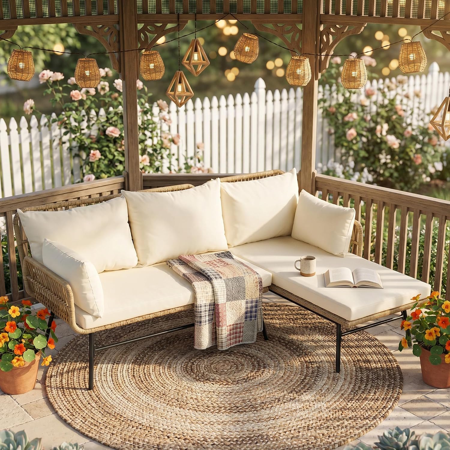 ชุดเฟอร์นิเจอร์โบโฮสำหรับลานบ้ - Rattan Lounge Set บทวิจารณ์และราคา