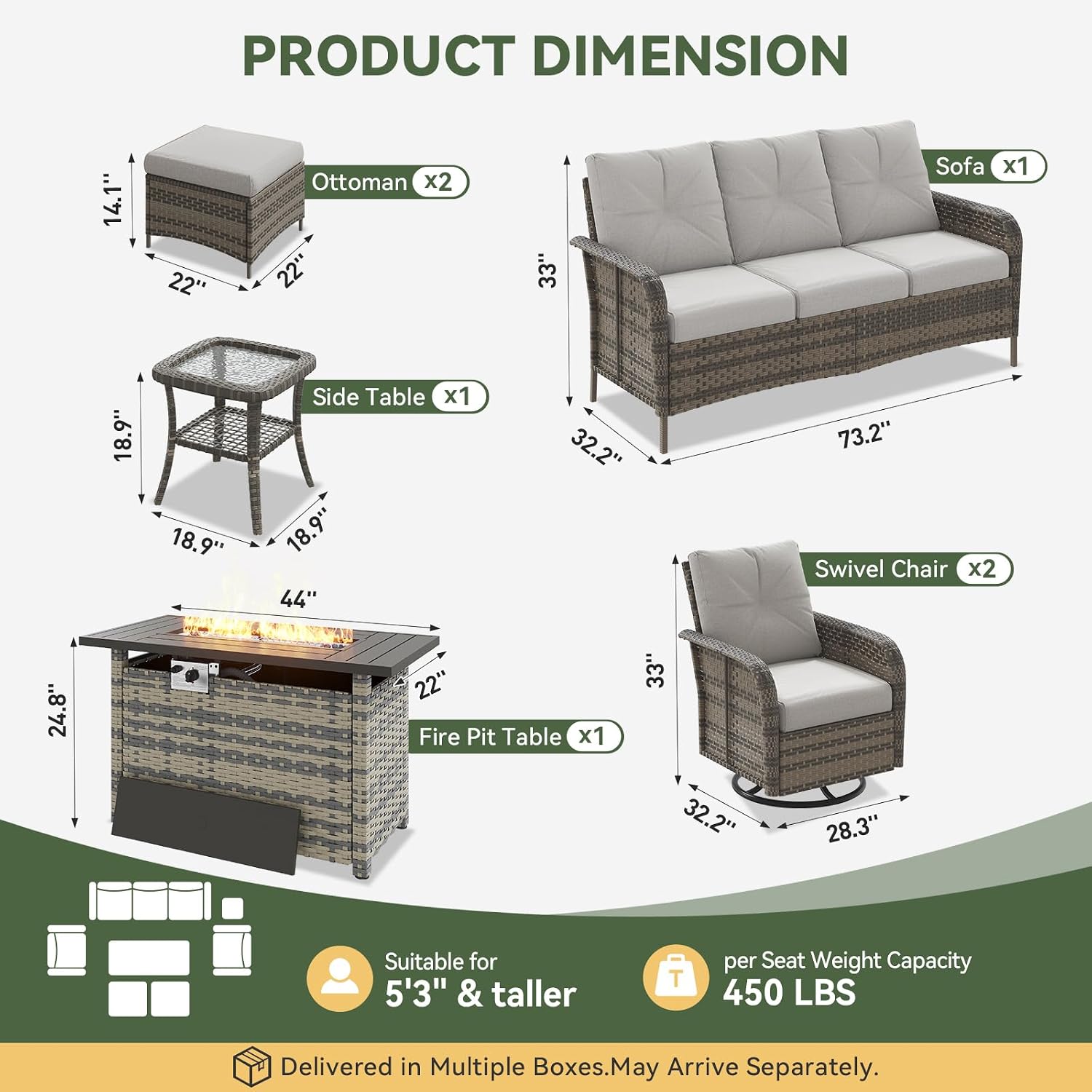 ชุดเฟอร์นิเจอร์หวาย 7 ชิ้น พร้ - Outdoor Furniture Fire Table บทวิจารณ์และราคา