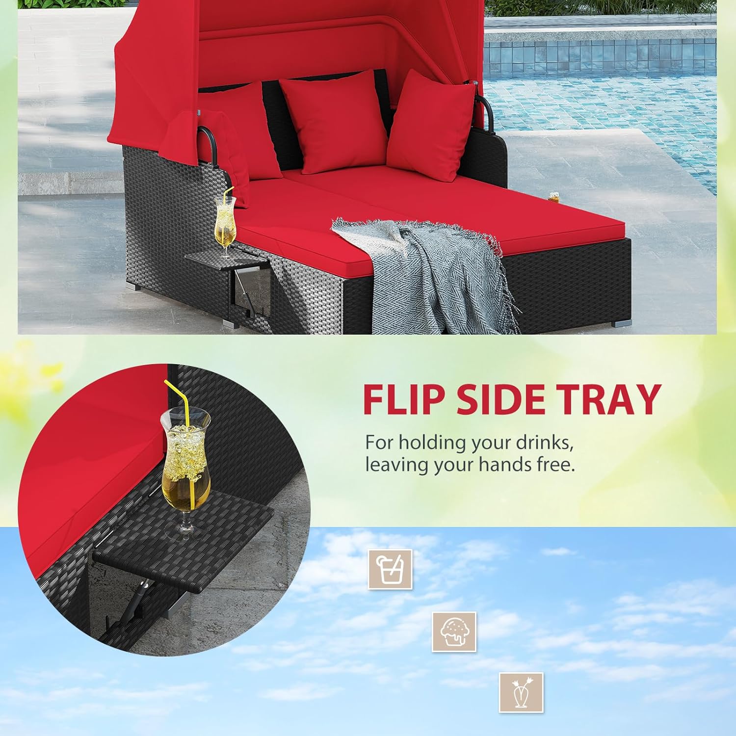 เตียงนอนกลางแจ้งหวายสำหรับ 2 ค - Outdoor Daybed Sofa บทวิจารณ์และราคา