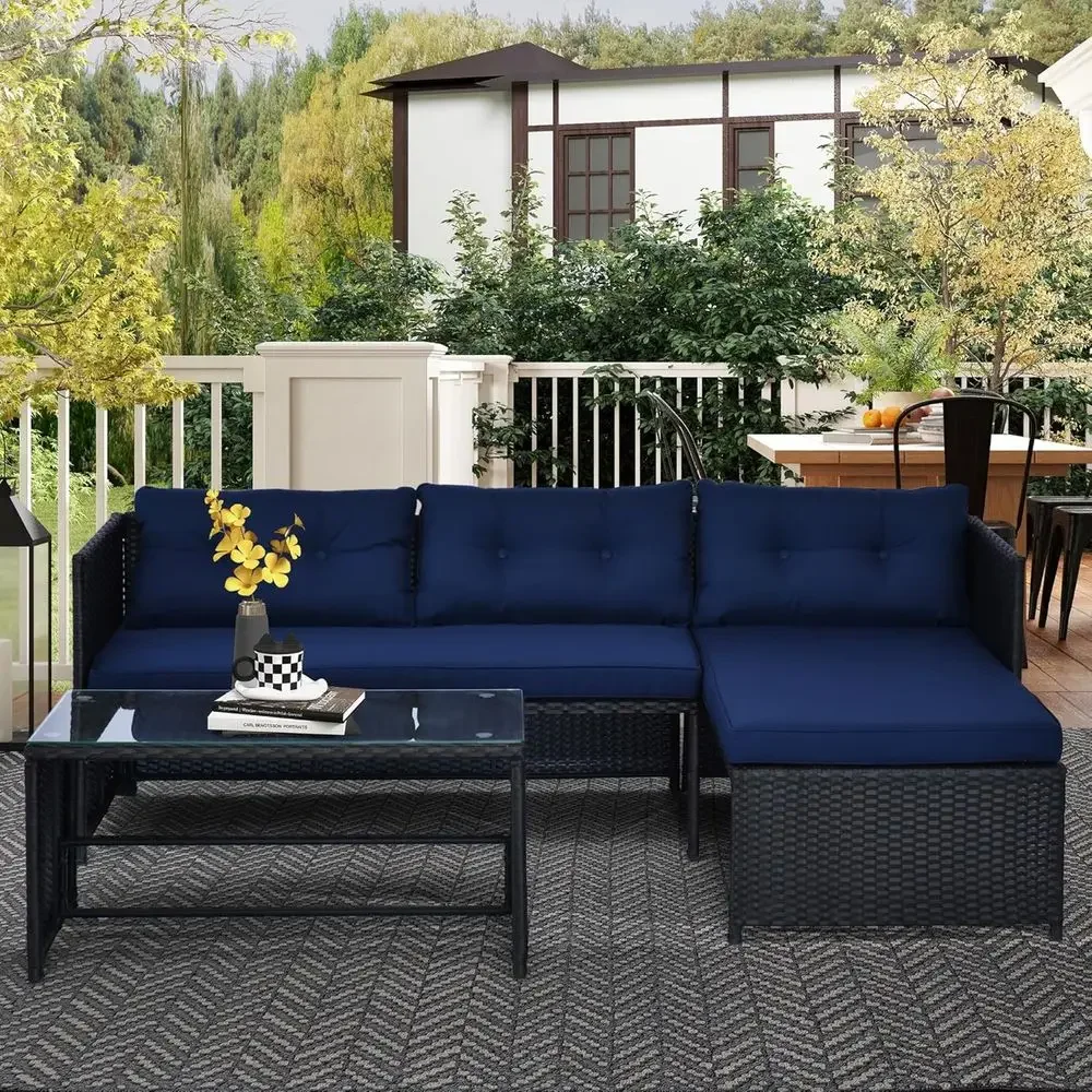 ชุดโซฟาหวายกลางแจ้งรูปตัว L สี - Rattan Lounge Set บทวิจารณ์และราคา