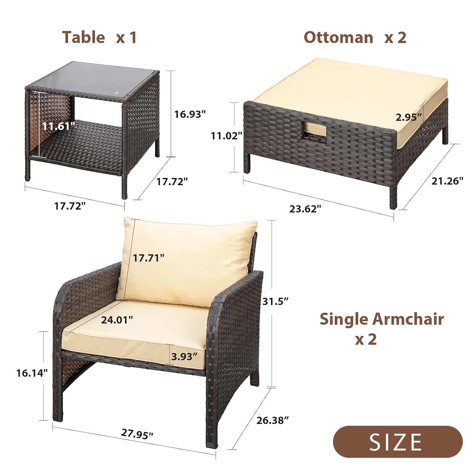 ชุดเฟอร์นิเจอร์หวาย PE 5 ชิ้น  - Rattan Lounge Set บทวิจารณ์และราคา