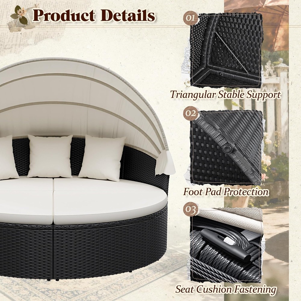 เตียงนอนกลางแจ้งทรงกลมหวายสาน, - Outdoor Daybed Sofa บทวิจารณ์และราคา