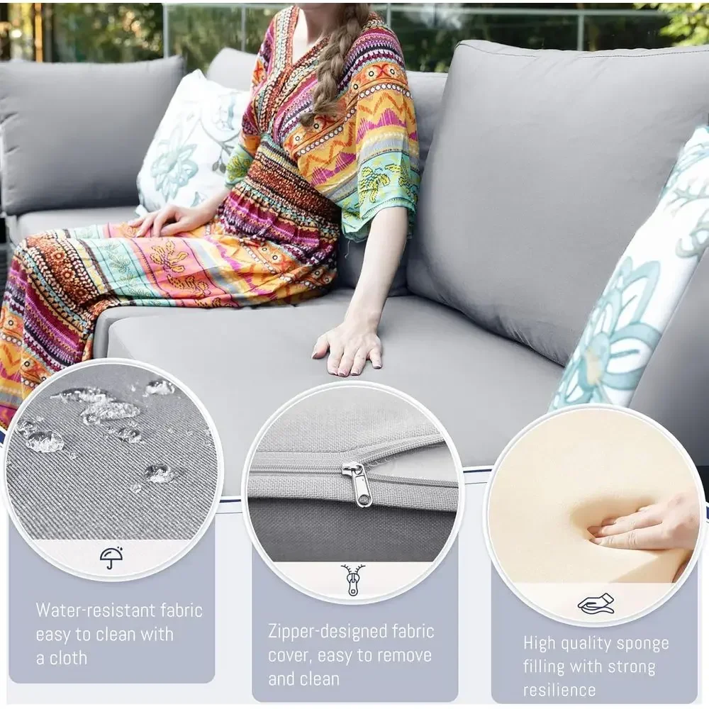 ชุดโซฟากลางแจ้ง 6 ที่นั่ง ทนทา - Outdoor Furniture Fire Table บทวิจารณ์และราคา